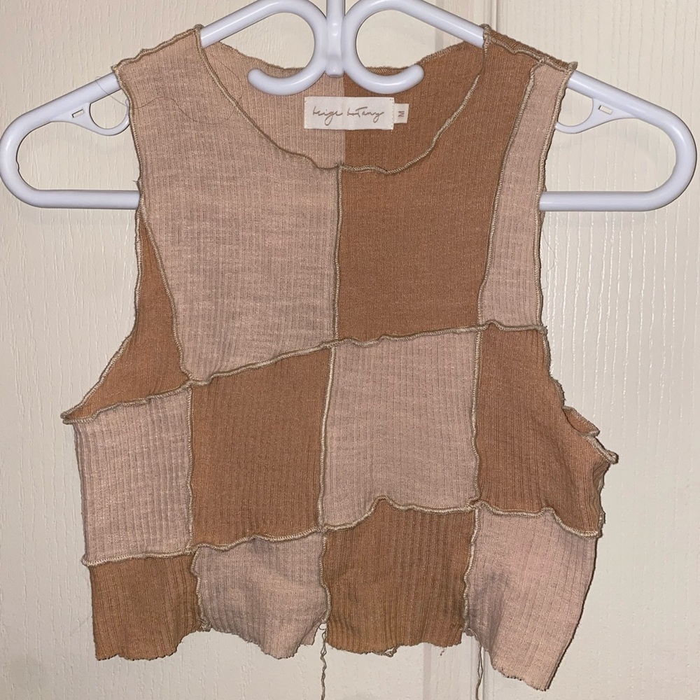 cropped patchwork high neck tank